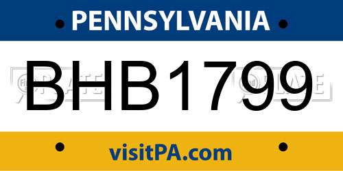 BHB1799 Pennsylvania License Plate