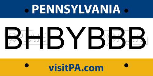 BHBYBBB Pennsylvania License Plate