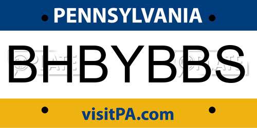 BHBYBBS Pennsylvania License Plate