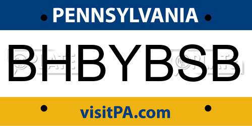 BHBYBSB Pennsylvania License Plate