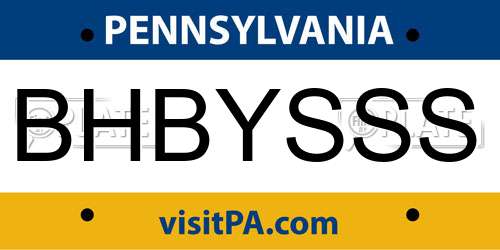 BHBYSSS Pennsylvania License Plate