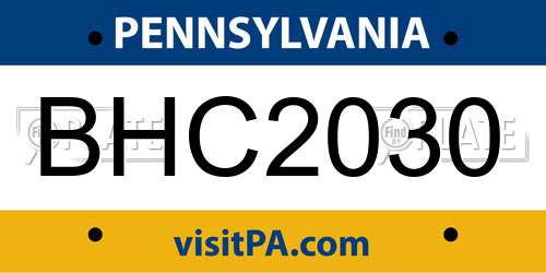 BHC2030 Pennsylvania License Plate