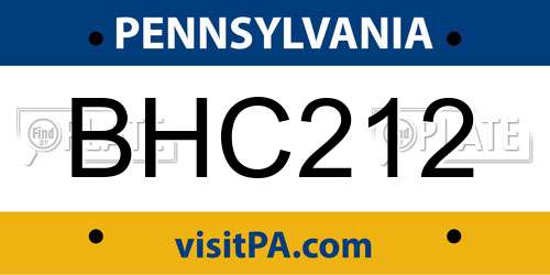 BHC212 Pennsylvania License Plate