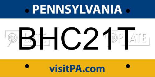 BHC21T Pennsylvania License Plate