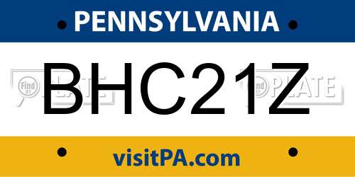 BHC21Z Pennsylvania License Plate