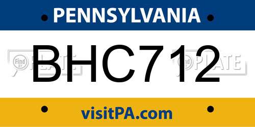 BHC712 Pennsylvania License Plate