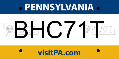 BHC71T Pennsylvania License Plate