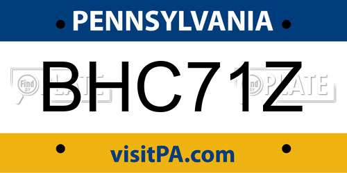 BHC71Z Pennsylvania License Plate