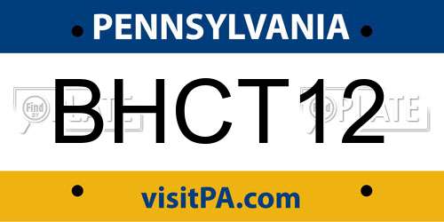 BHCT12 Pennsylvania License Plate