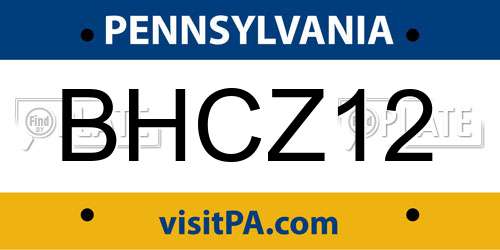 BHCZ12 Pennsylvania License Plate
