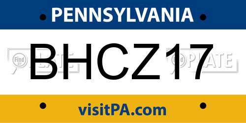 BHCZ17 Pennsylvania License Plate