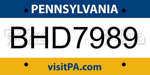 BHD7989 Pennsylvania License Plate
