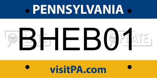 BHEB01 Pennsylvania License Plate