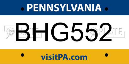 BHG552 Pennsylvania License Plate