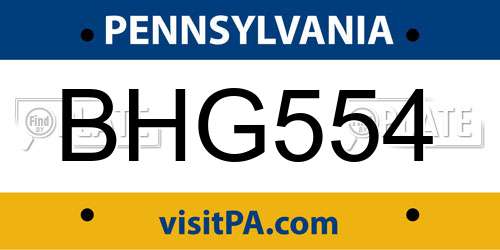 BHG554 Pennsylvania License Plate
