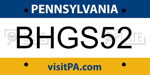 BHGS52 Pennsylvania License Plate