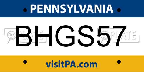 BHGS57 Pennsylvania License Plate