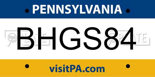BHGS84 Pennsylvania License Plate