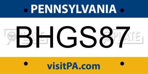 BHGS87 Pennsylvania License Plate