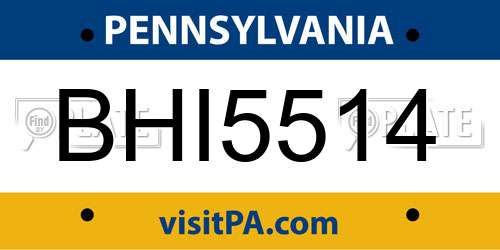 BHI5514 Pennsylvania License Plate