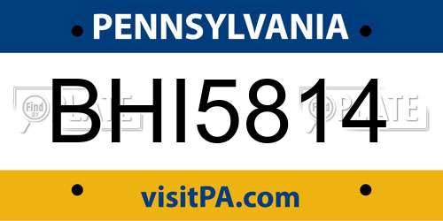 BHI5814 Pennsylvania License Plate