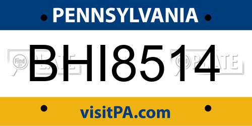 BHI8514 Pennsylvania License Plate