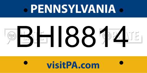 BHI8814 Pennsylvania License Plate