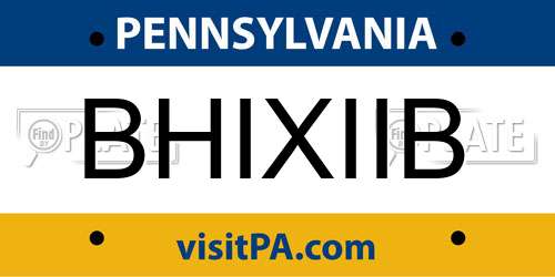 BHIXIIB Pennsylvania License Plate