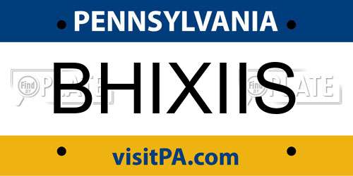 BHIXIIS Pennsylvania License Plate