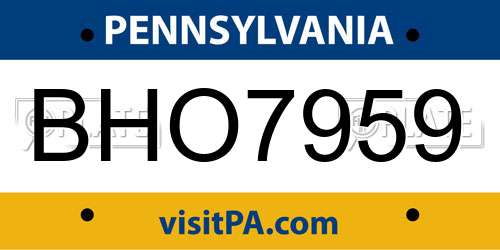 BHO7959 Pennsylvania License Plate