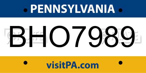 BHO7989 Pennsylvania License Plate