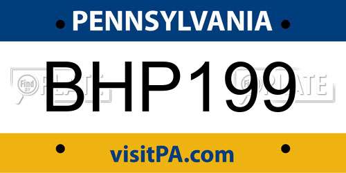 BHP199 Pennsylvania License Plate