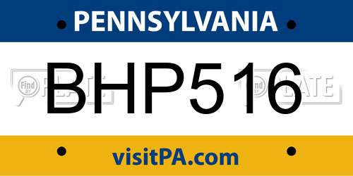 BHP516 Pennsylvania License Plate