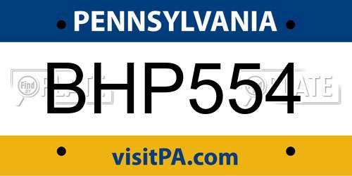 BHP554 Pennsylvania License Plate