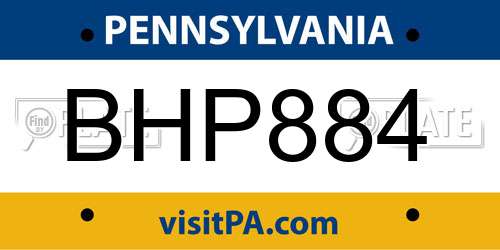 BHP884 Pennsylvania License Plate
