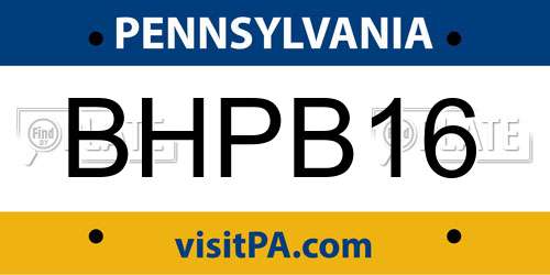 BHPB16 Pennsylvania License Plate