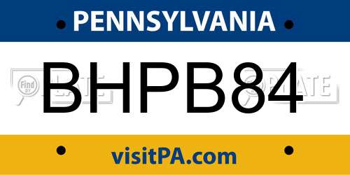 BHPB84 Pennsylvania License Plate