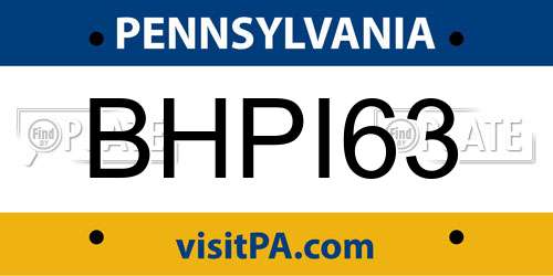 BHPI63 Pennsylvania License Plate