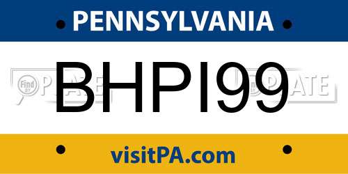 BHPI99 Pennsylvania License Plate