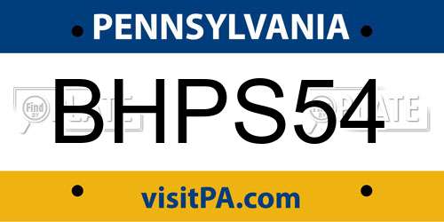 BHPS54 Pennsylvania License Plate