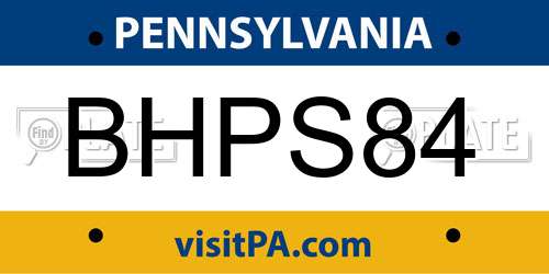 BHPS84 Pennsylvania License Plate