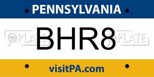 BHR8 Pennsylvania License Plate