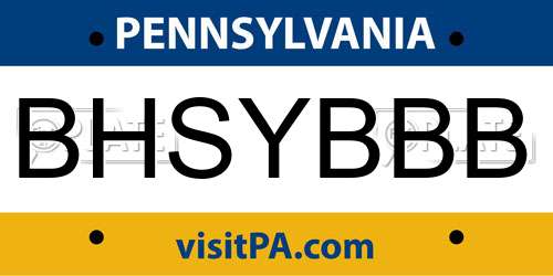 BHSYBBB Pennsylvania License Plate