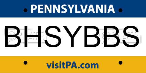 BHSYBBS Pennsylvania License Plate