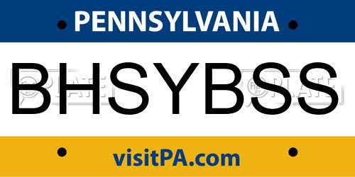 BHSYBSS Pennsylvania License Plate