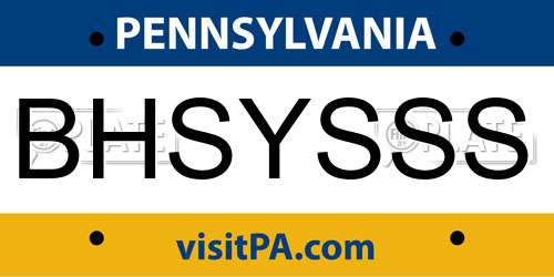 BHSYSSS Pennsylvania License Plate