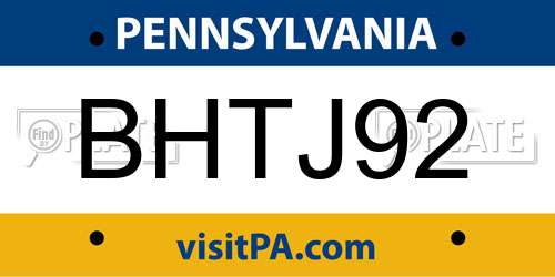 BHTJ92 Pennsylvania License Plate