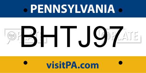 BHTJ97 Pennsylvania License Plate