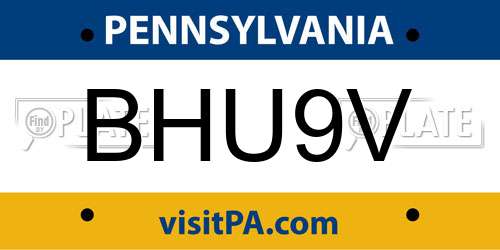 BHU9V Pennsylvania License Plate