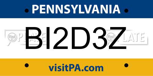 BI2D3Z Pennsylvania License Plate